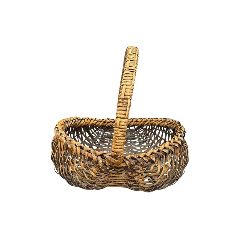 Vintage‎ Woven Buttocks Basket Rustic Primitive Wicker Gathering Farmhouse Decor